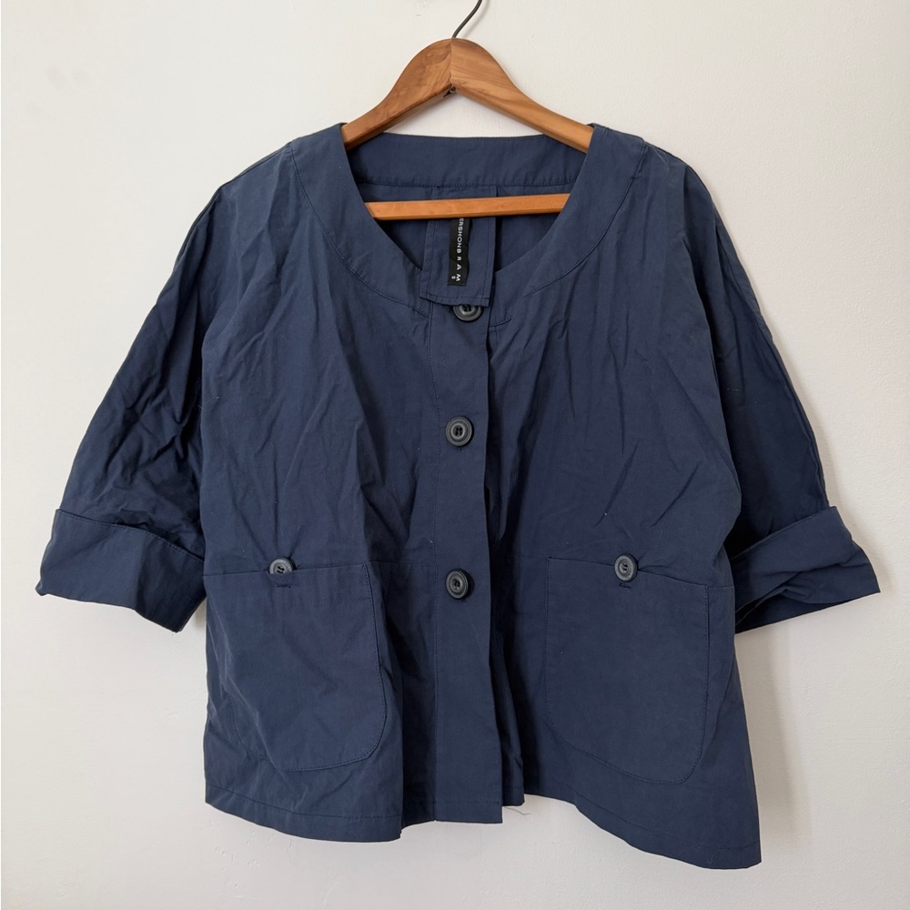 Gershonb R A M Lightweight Navy Short-Sleeve Jacket